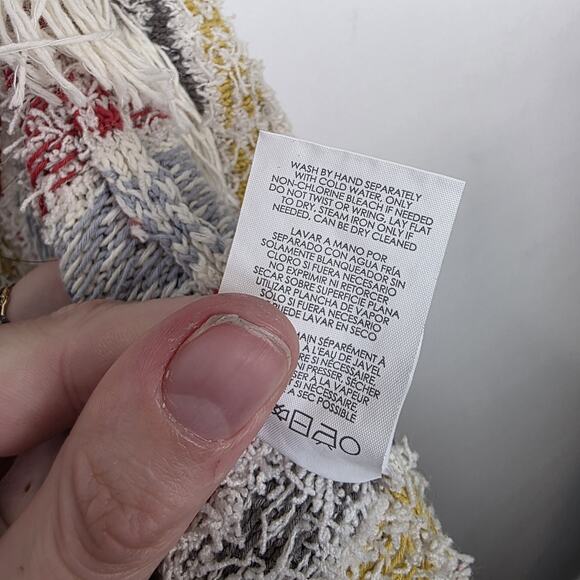 Cabi Love Carol Cream Multicolor Siesta Fringe Poncho Sweater Size Small - Picture 8 of 10